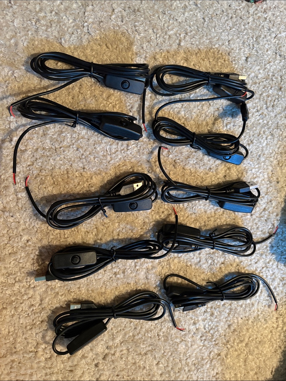 Black USB Cables with Switch - Pack of 10